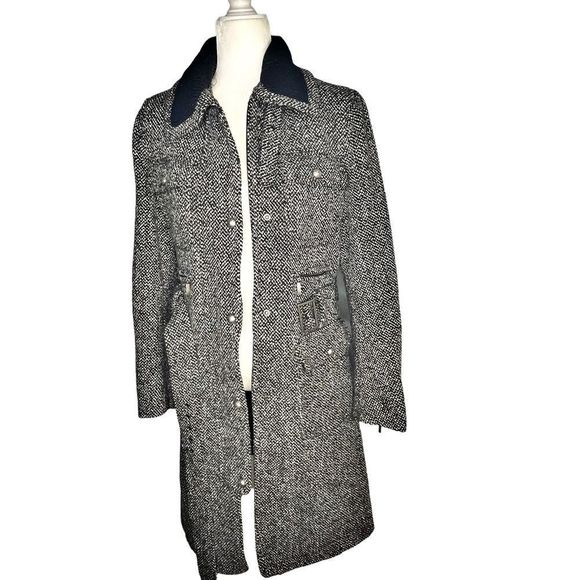 Laundry by Shelli Segal Belted Tweed Trench Coat Jacket 14 - Picture 3 of 10